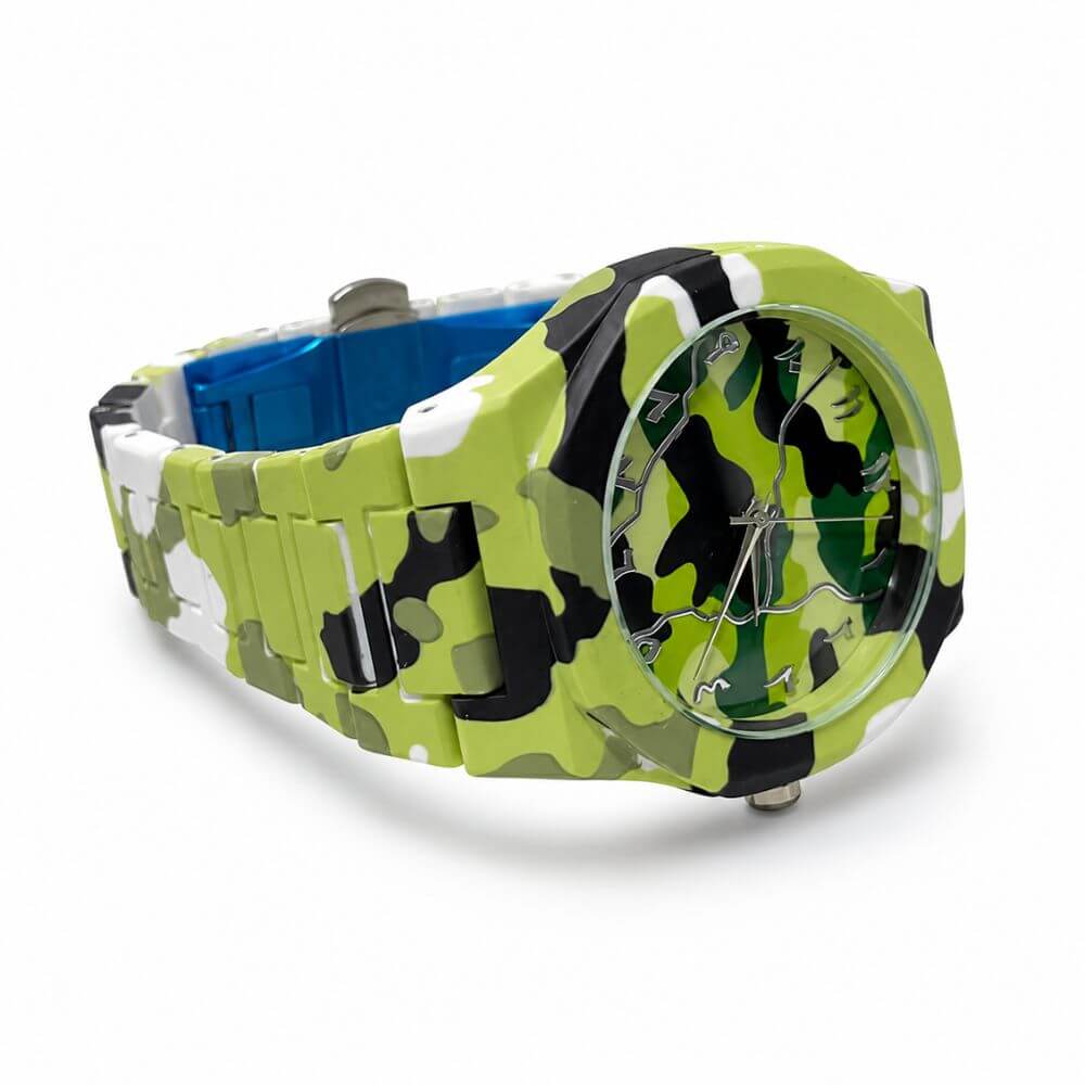 Green Camo Edge Arabic Aura Watch
